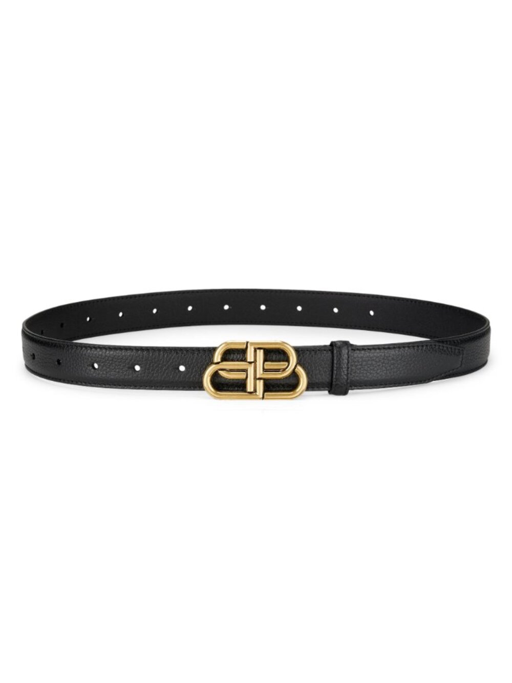 Balenciaga Gold BB Buckle Thin Leather Belt - Size 80 (32 inches)
